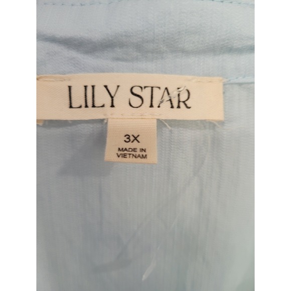 LILY STAR Women's Light Blue Button Down Shirt Top Oversized Plus Size 3X #21‎ - Picture 5 of 7